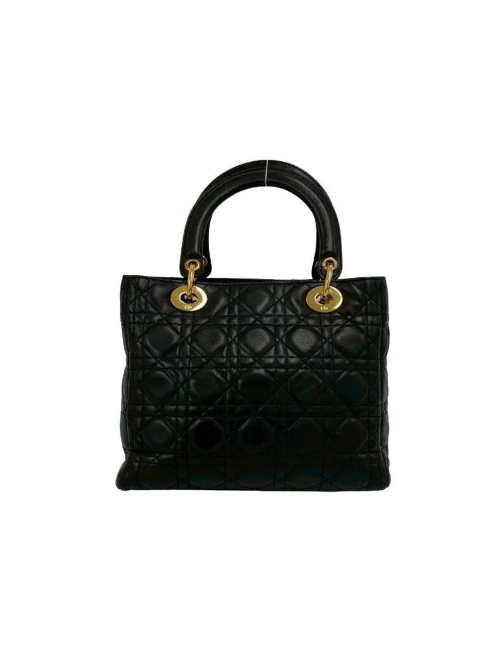 Dior Lady Cannage Lambskin Leather Handbag Mini Tote Black